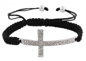 Black Lace Sideways Cross Bracelet
