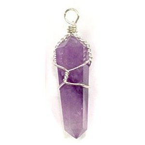 Silver Wire Wrapped Natural Amethyst Crystal Point
